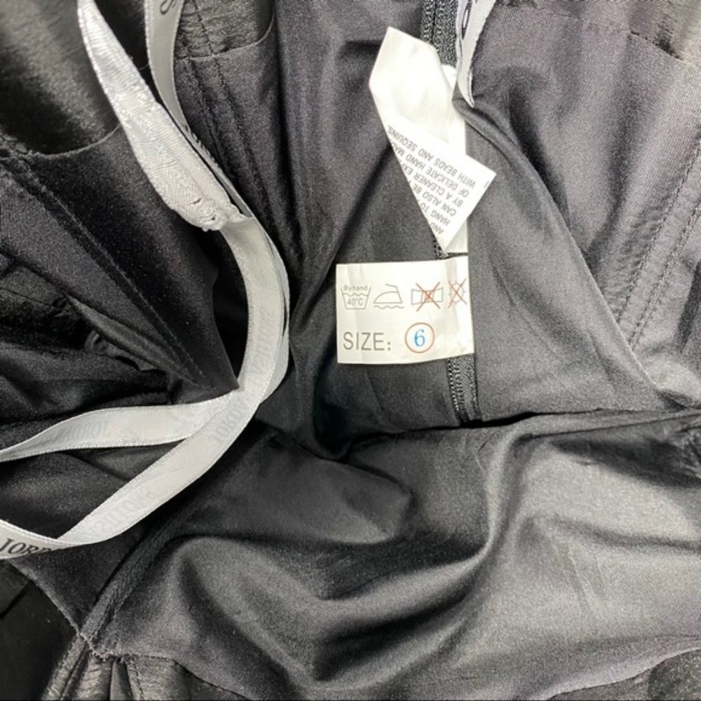 Jordan Fashions Black Party Ruched Dress Women's Size 6 Preowned - Picture 11 of 12